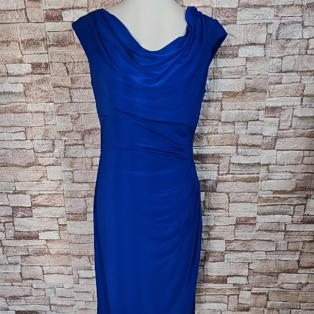 Ralph Lauren Elegant Blue Draped Women's Dress